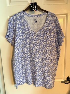 Blue Mountain Paisley V-Neck Tee